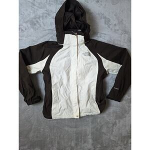 The North Face Women's HyVent Nylon Jacket White Brown Size Small Waterproof